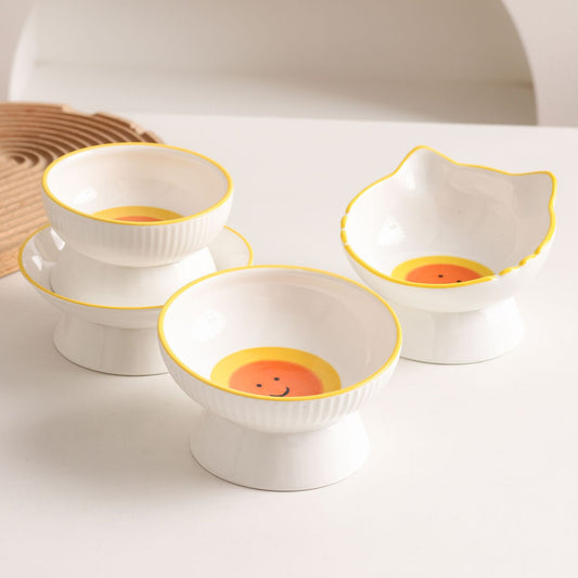 Egg York Smiling Face Cat & Dog Bowl