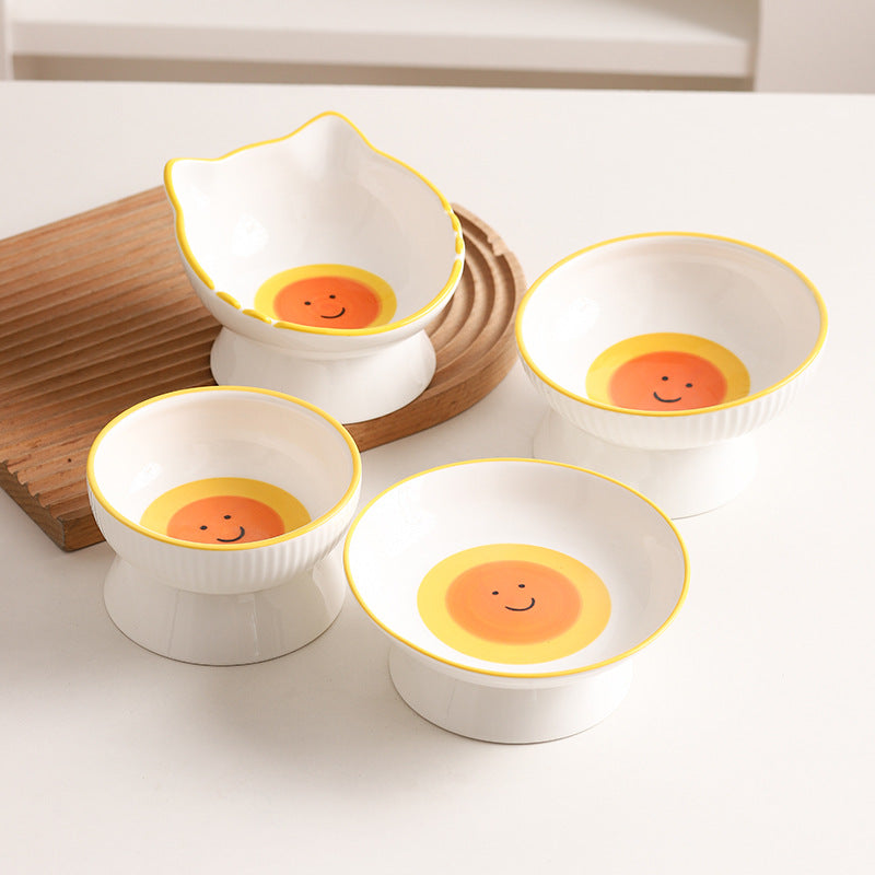 Egg York Smiling Face Cat & Dog Bowl