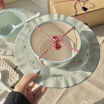 Snowflake Winter Ceramic Bowl Set