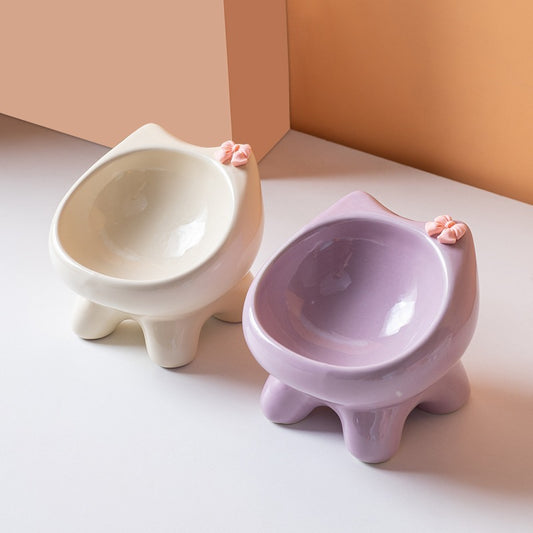 Cut Cat Bowl with Bow Tie