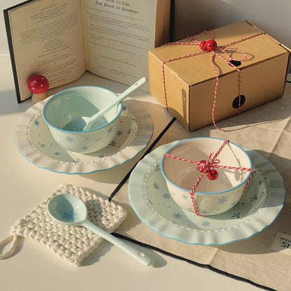Snowflake Winter Ceramic Bowl Set