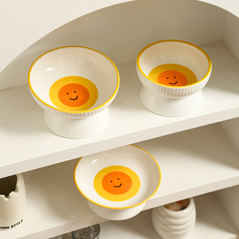 Egg York Smiling Face Cat & Dog Bowl