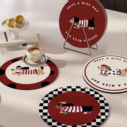 Cheerful Dachshund Coaster Set of 4
