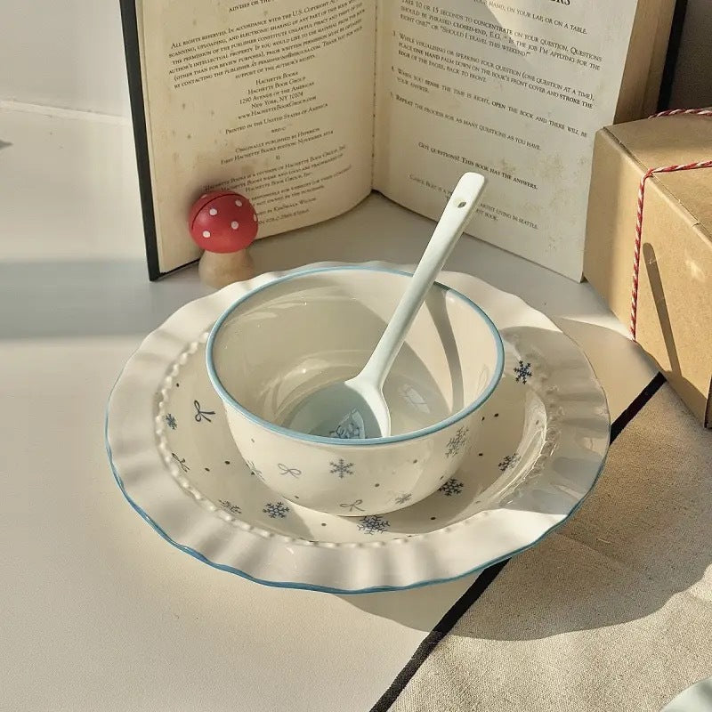 Snowflake Winter Ceramic Bowl Set