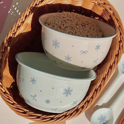 Snowflake Winter Ceramic Bowl Set