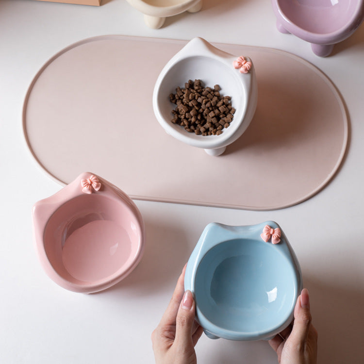 Cut Cat Bowl with Bow Tie