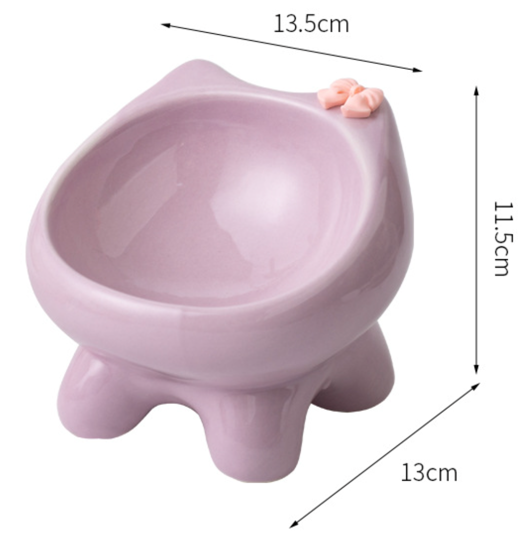 Cut Cat Bowl with Bow Tie